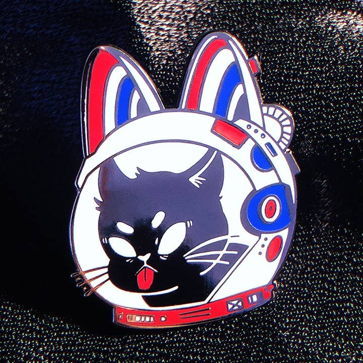 Space Cat Pin for wholesale by Bandage Brigade