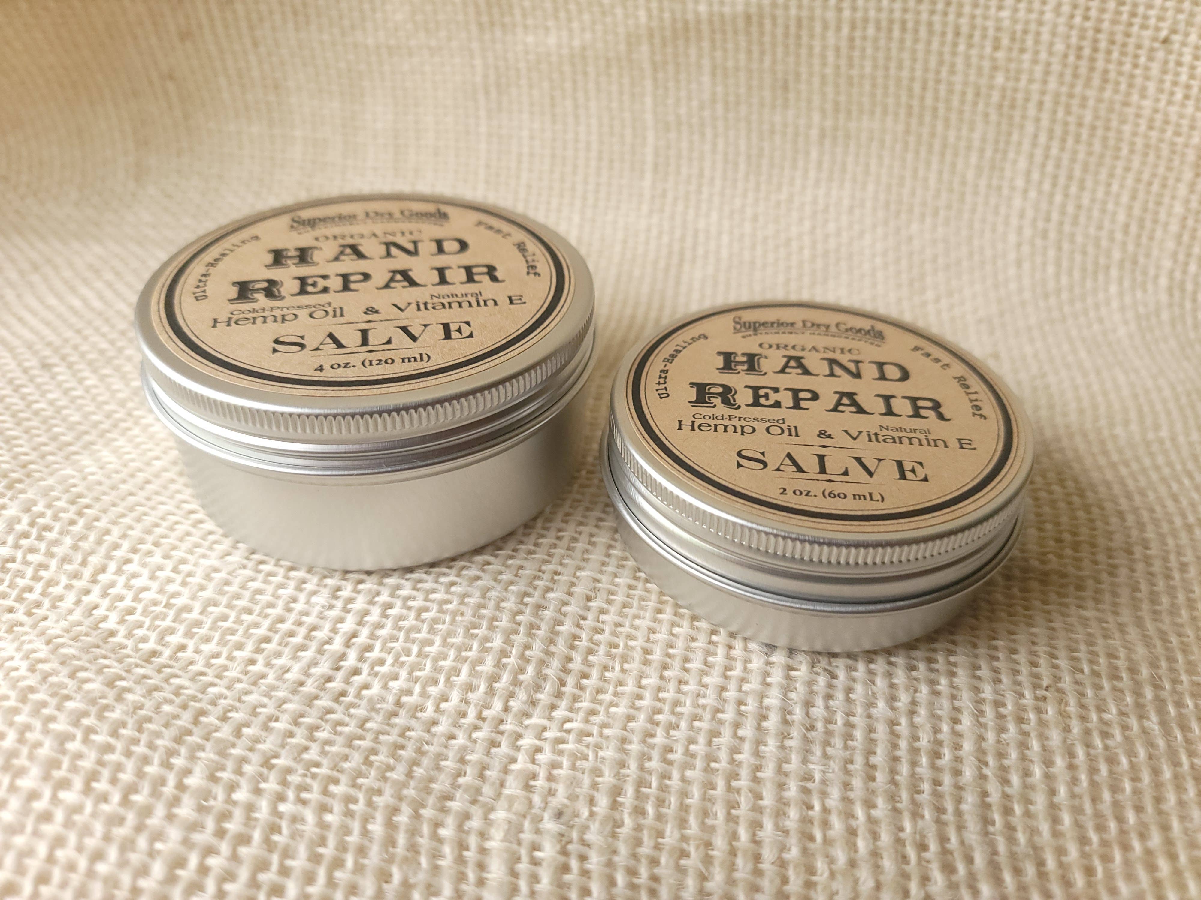 Superior Dry Goods - Wholesale Healing Salve/Balm/Cream - Hand Repair Salve | 2 Sizes | Hemp & Clary Sage | Organic1