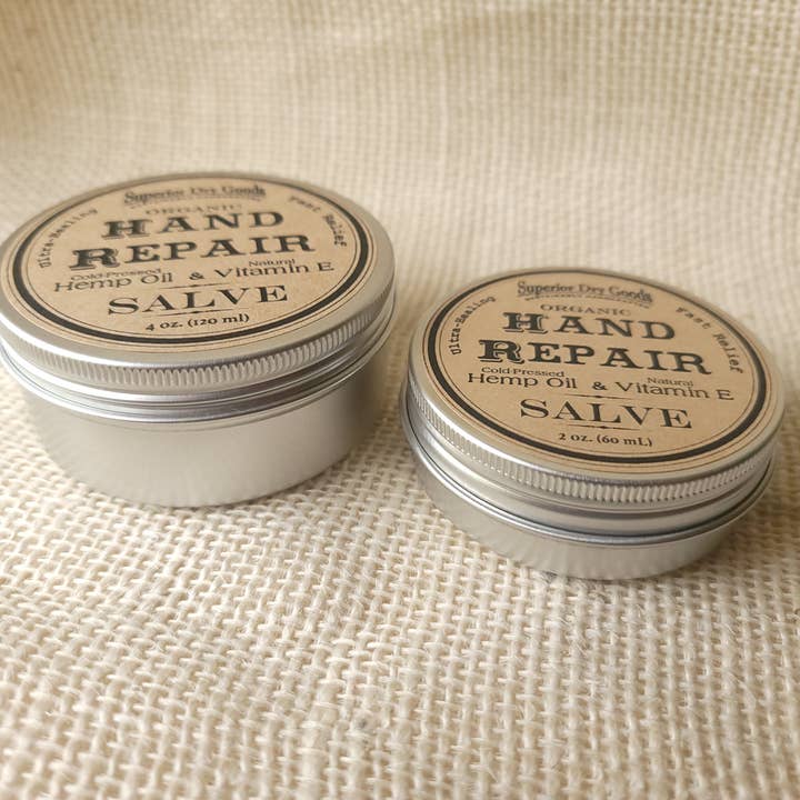 Superior Dry Goods - Wholesale Healing Salve/Balm/Cream - Hand Repair Salve | 2 Sizes | Hemp & Clary Sage | Organic1