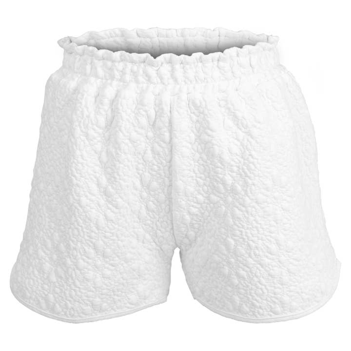 Hvid bomuld quiltede mini shorts for engroshandel hos HOELO