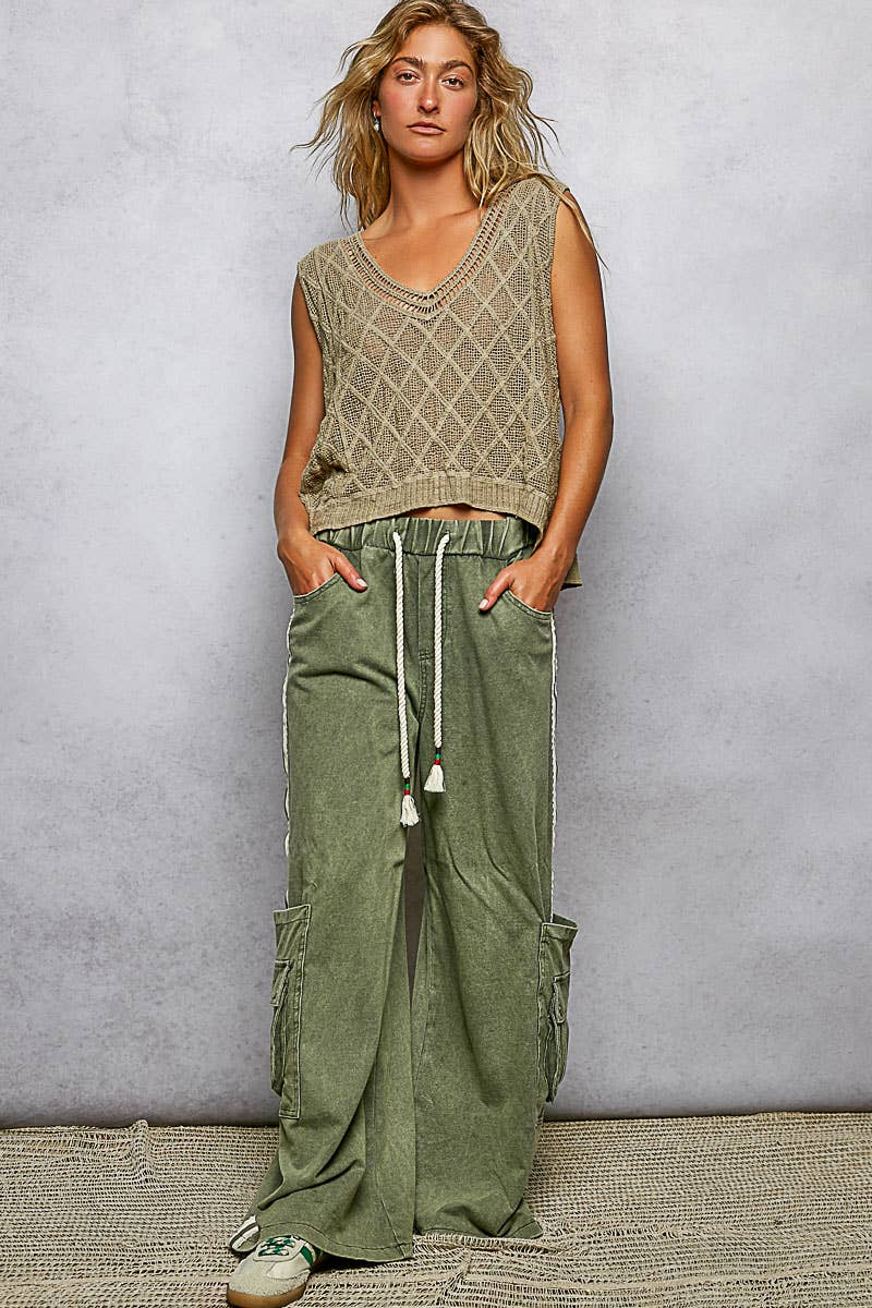 Pol Clothing - Wholesale Knit Top - Women's - V-neck Diamond Weave Crochet Sleeveless Knit Top 9