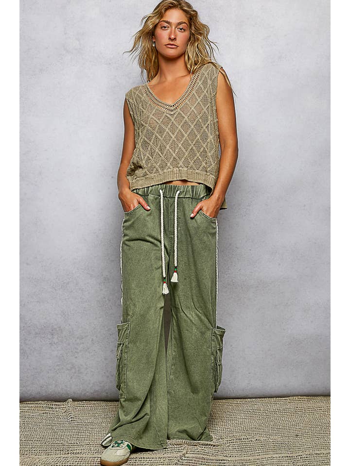 Pol Clothing - Wholesale Knit Top - Women's - V-neck Diamond Weave Crochet Sleeveless Knit Top 9