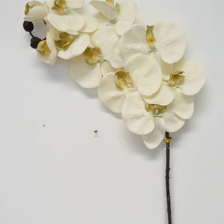Sweet Home Deco - Wholesale Artificial Flowers - 38'' Flannel Phanaenopsis Orchid Silk Artificial Spray Cream