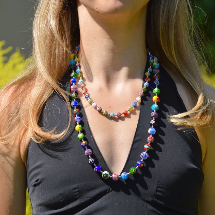 Murano glazen Millefiori kralenketting, Kies uw maat, voor wholesale door Via Graceffo