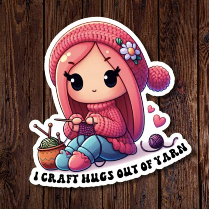 Roxanne Johnston Designs - Wholesale Sticker - I Craft Hugs Out Of Yarn