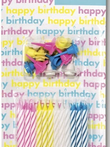 Cake Candles With Holder Box 24 Pieces Assorted for wholesale by Sfeerpunt