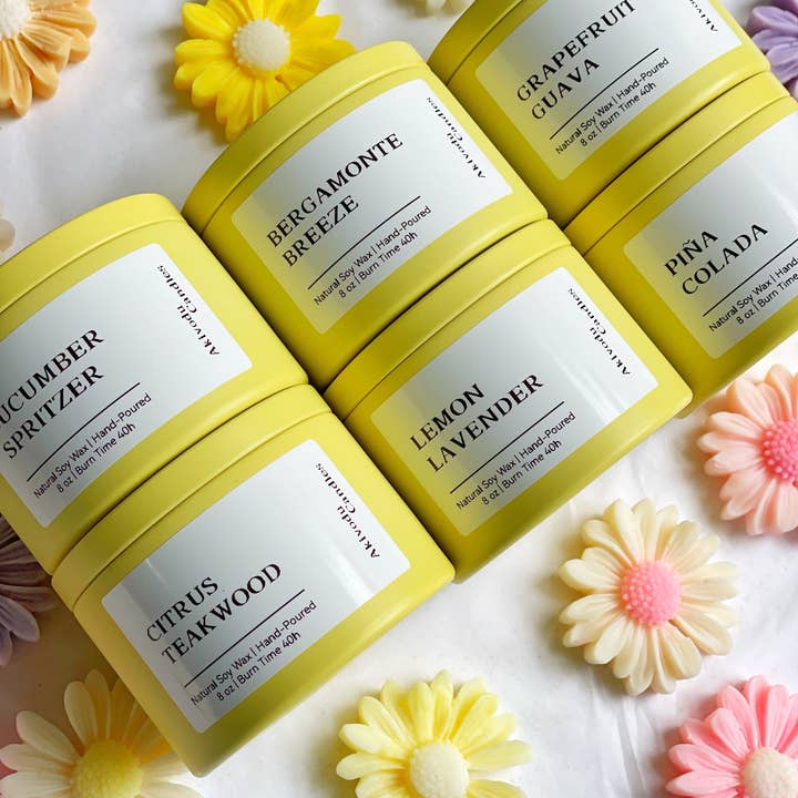 Akivodu Candles - Vente Bougie en bocal - Bougie d'été 8 oz mèche en bois | Plusieurs parfums1