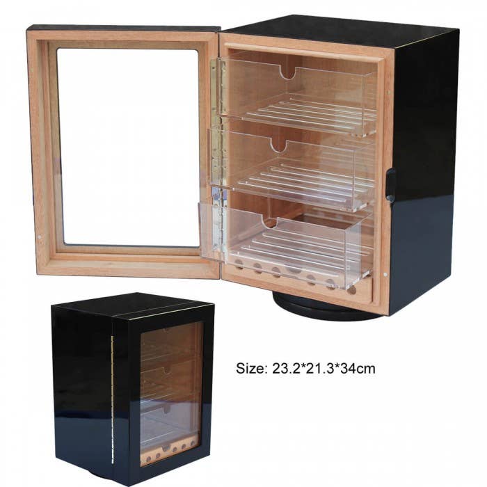 NICOTEAM EE - Wholesale Humidor/Cigar Accessory - Black Humidor for 60 Cigars with 3 Drawers0