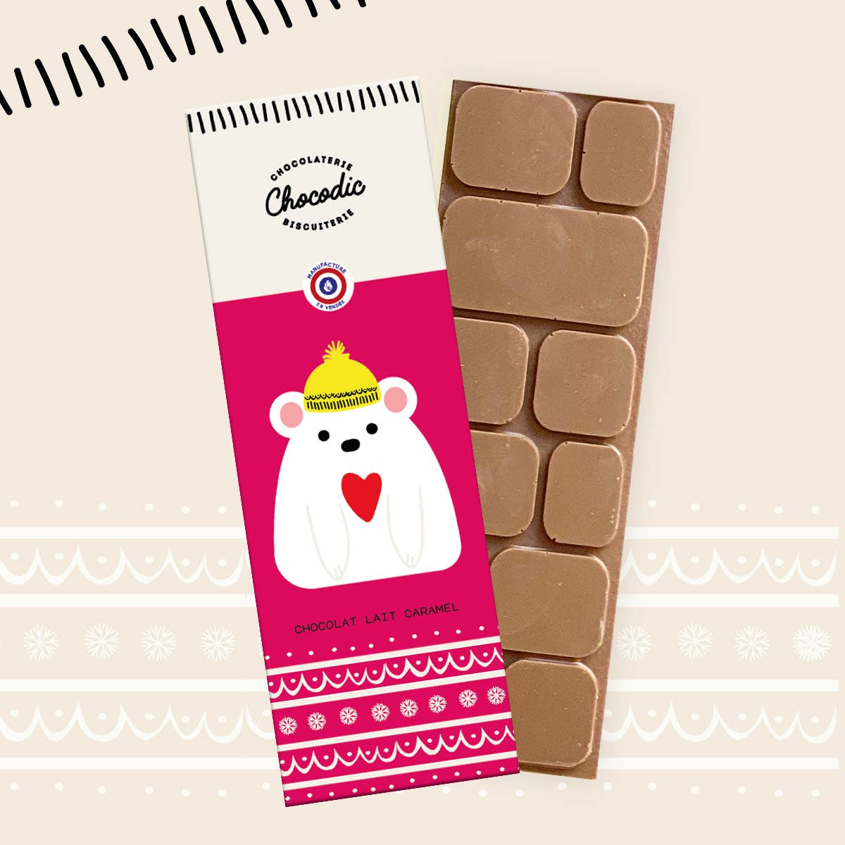 CHOCODIC - Vente Boîtes de chocolats - TABLETTE DE CHOCOLAT LAIT CARAMEL NOEL0