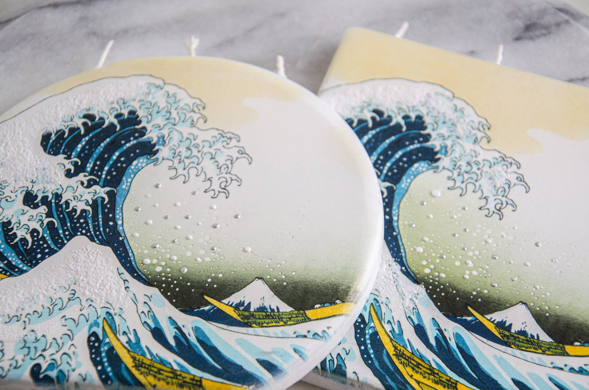 Flatyz Candles - Wholesale Novelty Candle - Flat Hand-Crafted 6" Round Candle - The Great Wave3