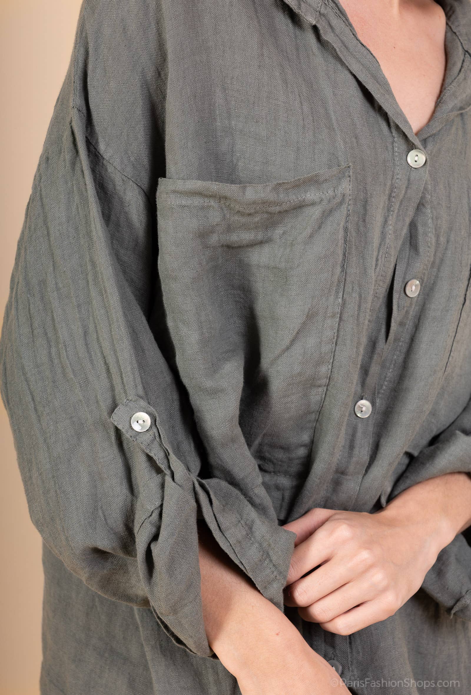 Shyloh - Wholesale Shirt - Women's - Linen shirt with 2 large pockets 158124
