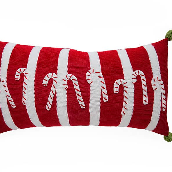 Handmade Candy Cane Lumbar Christmas Pillow for wholesale by Melange Collection