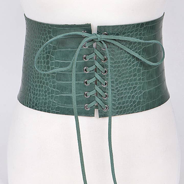 Faux Crocodile Skin Thick Belt for wholesale by 3AM BY H&D ACCESSORIES