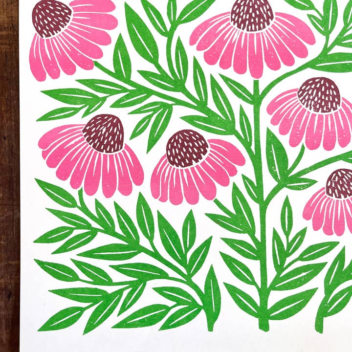 Katharine Watson - Wholesale Art Print - Garden Series: Echinacea Risograph Print1