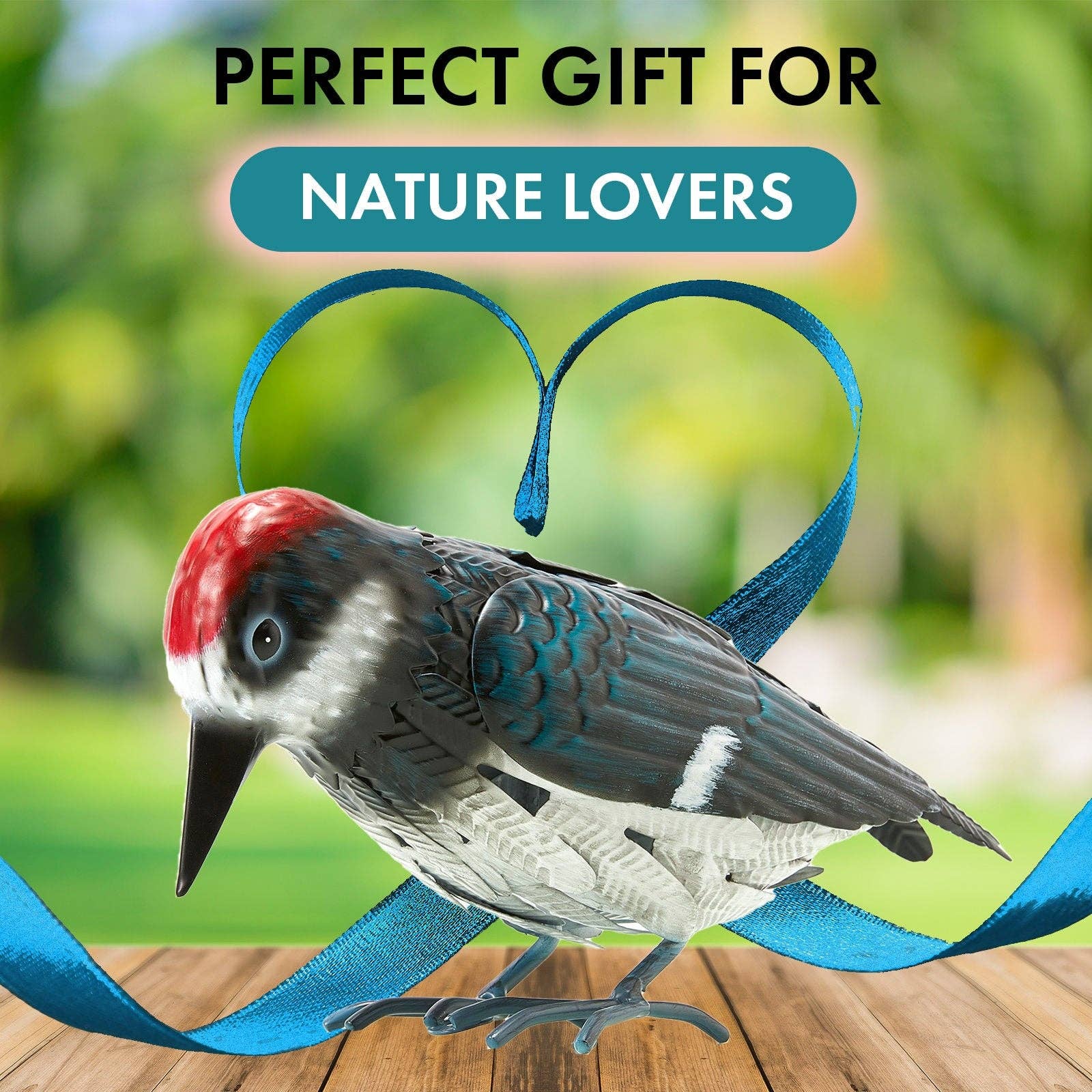 The Wine Savant /  Khen Glassware - Wholesale Sculpture - Metal Woodpecker Bird Figurine 7" Lawn Decor 3