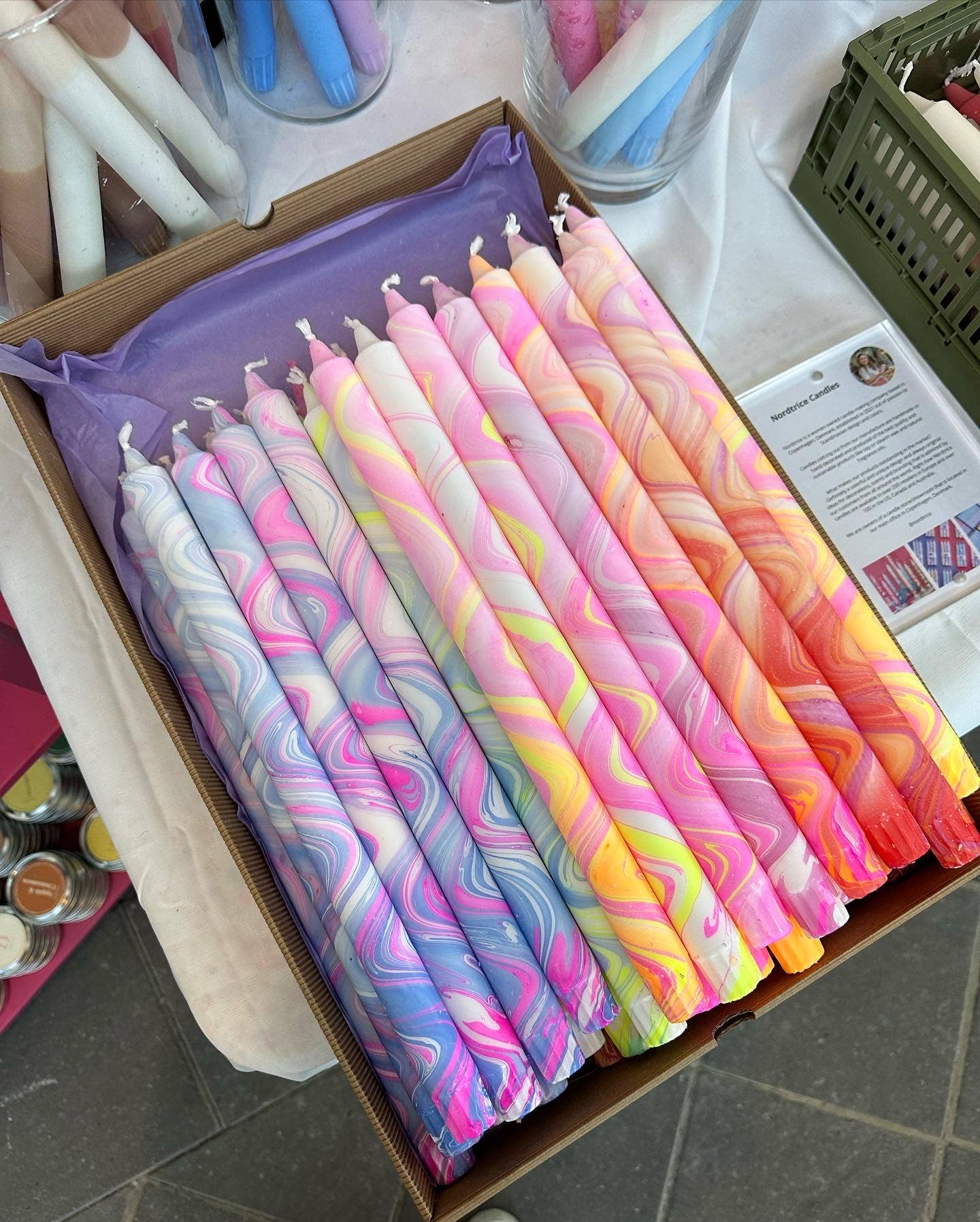 Nordtrice - Wholesale Tapered Candle/Candlestick - Taper candles (Long)- spring marble decorations 35 cm!3