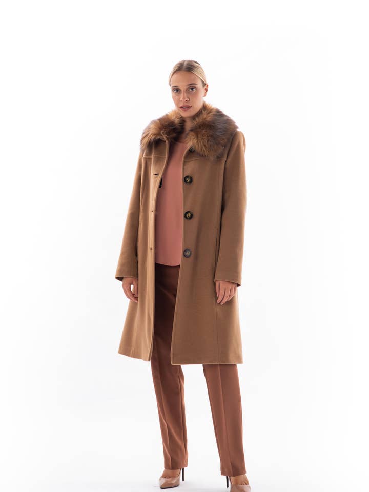 Wool Velour Coat Fur collar for wholesale by VIDAL MODES