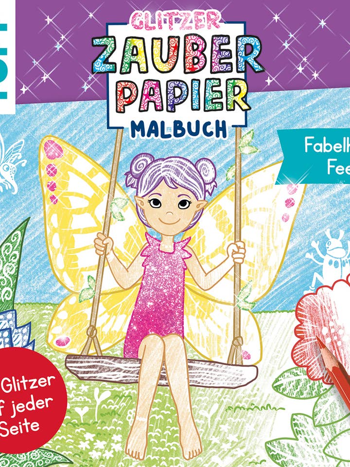 Livre de coloriage en papier magique à paillettes Fabulous fairies pour la vente par frechverlag TOPP & BusseSeewald