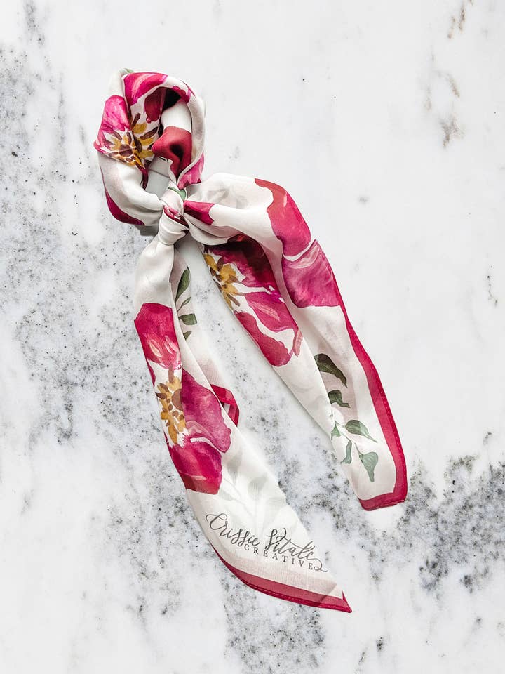 Poppy Silk Chiffon Scarf for wholesale by Crissie Vitale Creative