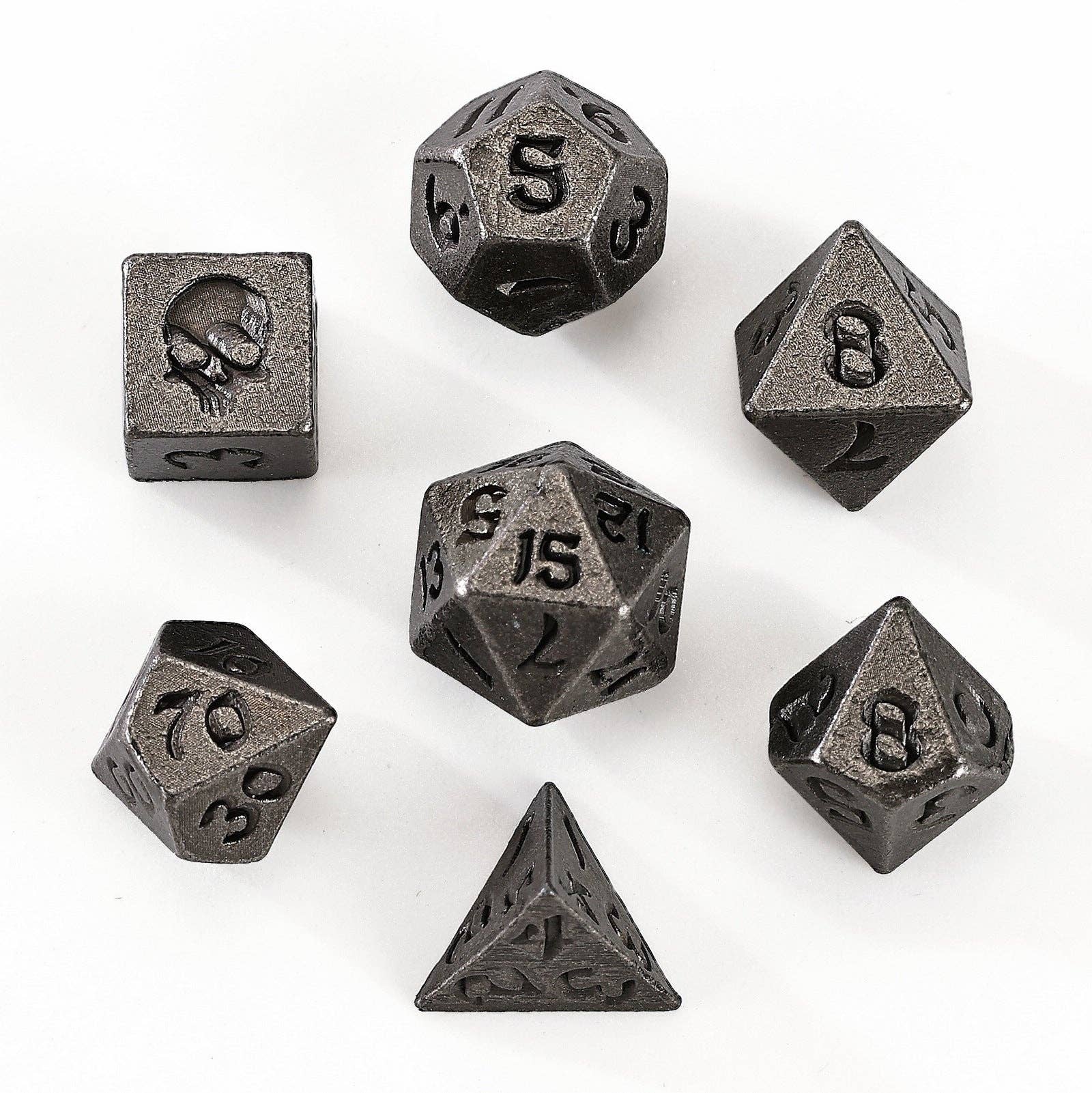 Hymgho Premium Dice - Wholesale Dice - Unseelie Mini Metal RPG Dice Set  - Ancient Silver1