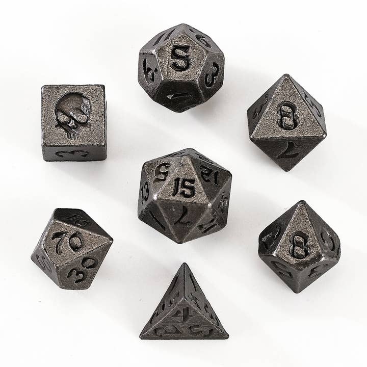 Hymgho Premium Dice - Wholesale Dice - Unseelie Mini Metal RPG Dice Set - Ancient Silver1