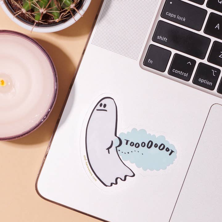 And Here We Are – Großhandel Aufkleber – Tootin' Ghost Halloween Vinyl-Aufkleber - Hergestellt in den USA1