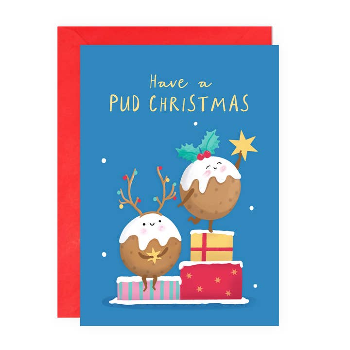 Funny Christmas Card - Xmas Puds - UK Designed for wholesale by Painted Parasol Studio
