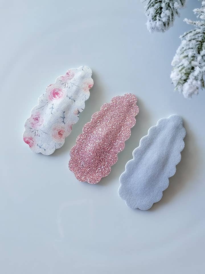 2.5" Scallop Oval Snap Clip 3pak-Whimsical Wonderland for wholesale by Dainty Delights Creations