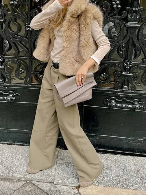 alberalkirk - Wholesale Outerwear Vest - Women's - Faux Fur Vest Women Beige N5A5543