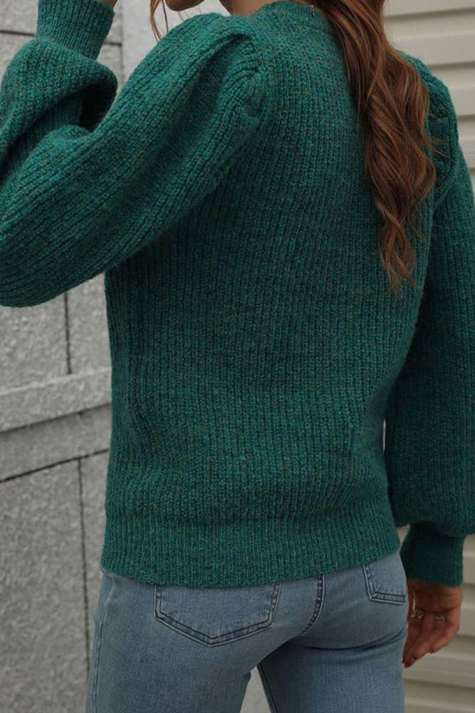 UNISHE - Wholesale Knit Sweater - Women's - Plain Puffy Sleeves Pullover Sweaters MY01913