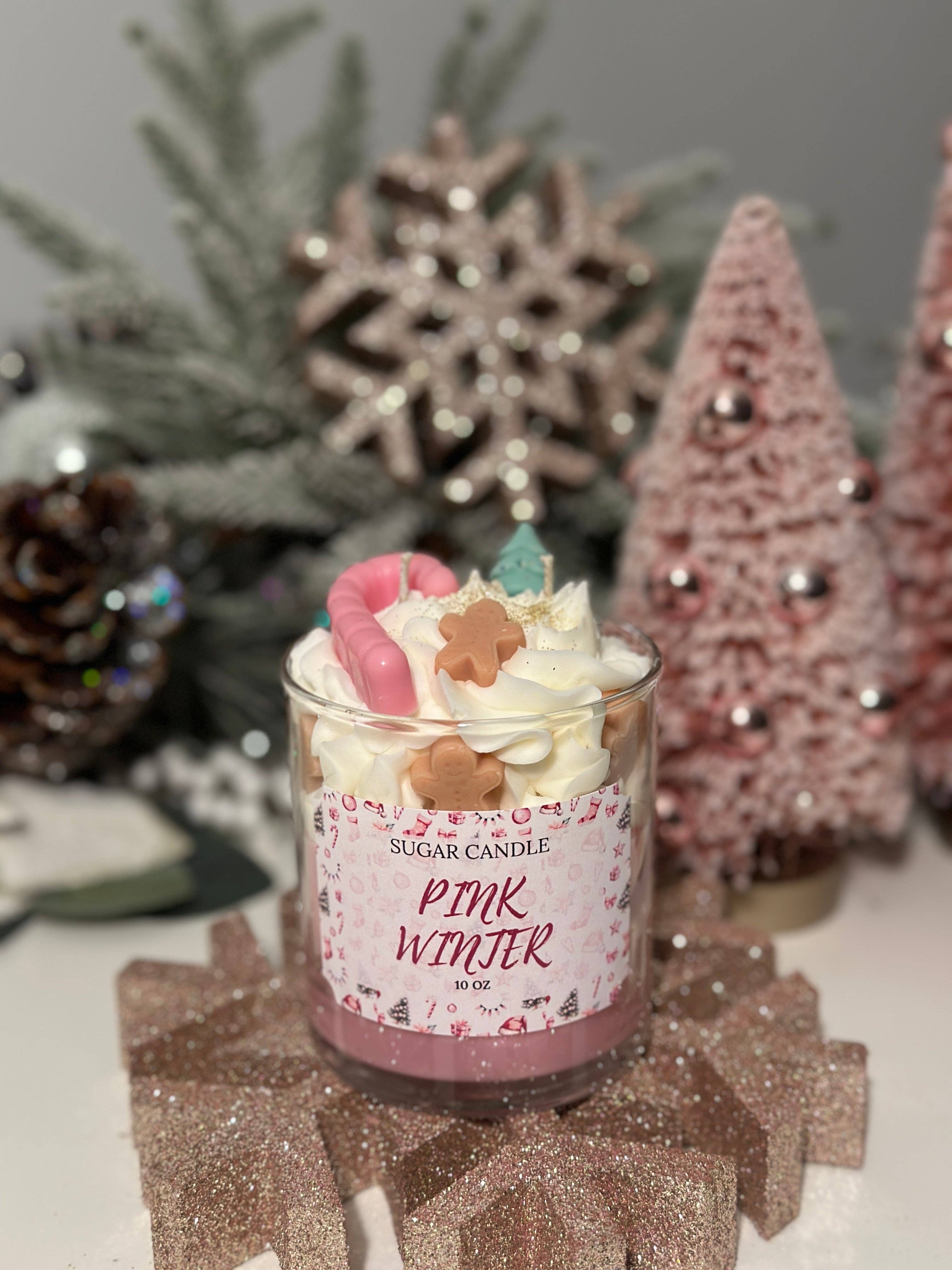Sugar Candle - Wholesale Jar/Filled Candle - Pink Winter Candle: Soy Wax, Handmade, Gift & Retail Ready2