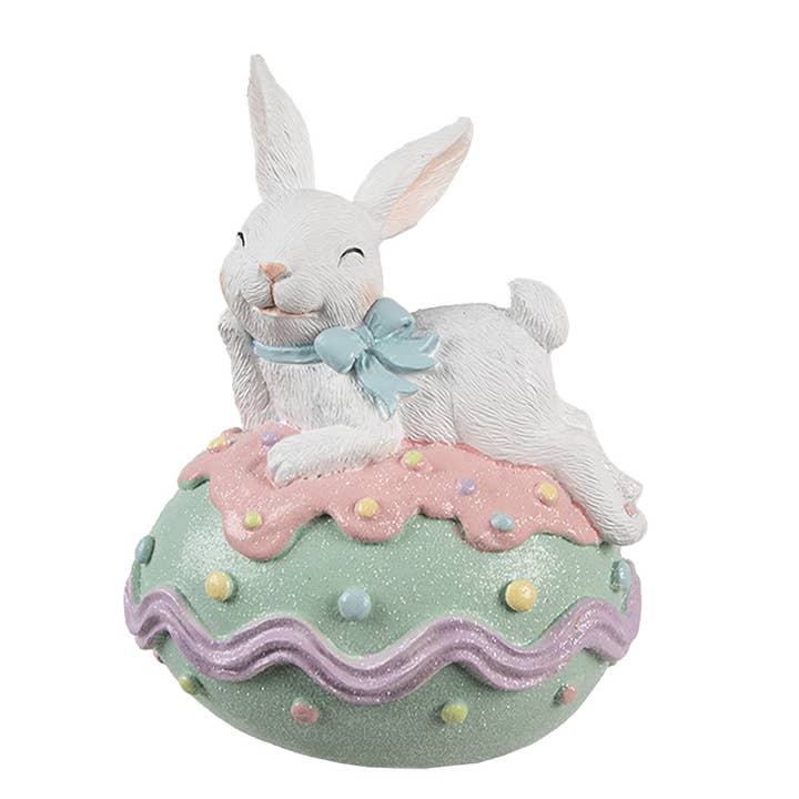 6PR5212 Decorative Figurine Rabbit 11x9x15 cm White Plastic for wholesale by Clayre & Eef