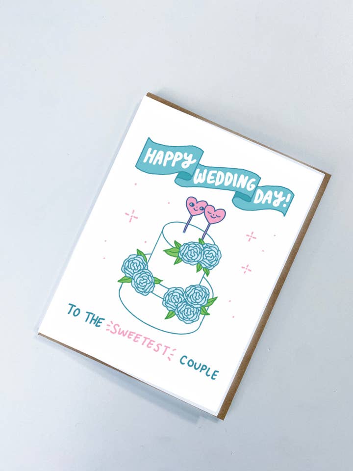 Sweetest Couple Wedding Cake Card for wholesale by Abby Cali Art