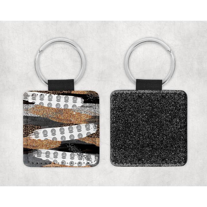 Brushstroke Inspire Glitter Leather Square Keychain for wholesale by The Goblin Saloon