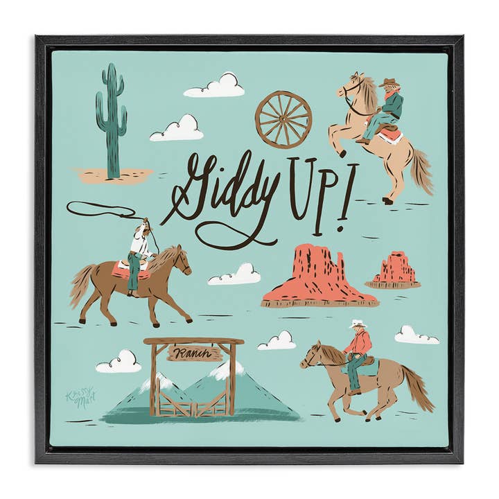 Giddy Up Cowboys & Ranch Floating Frame for wholesale by Stupell Industries