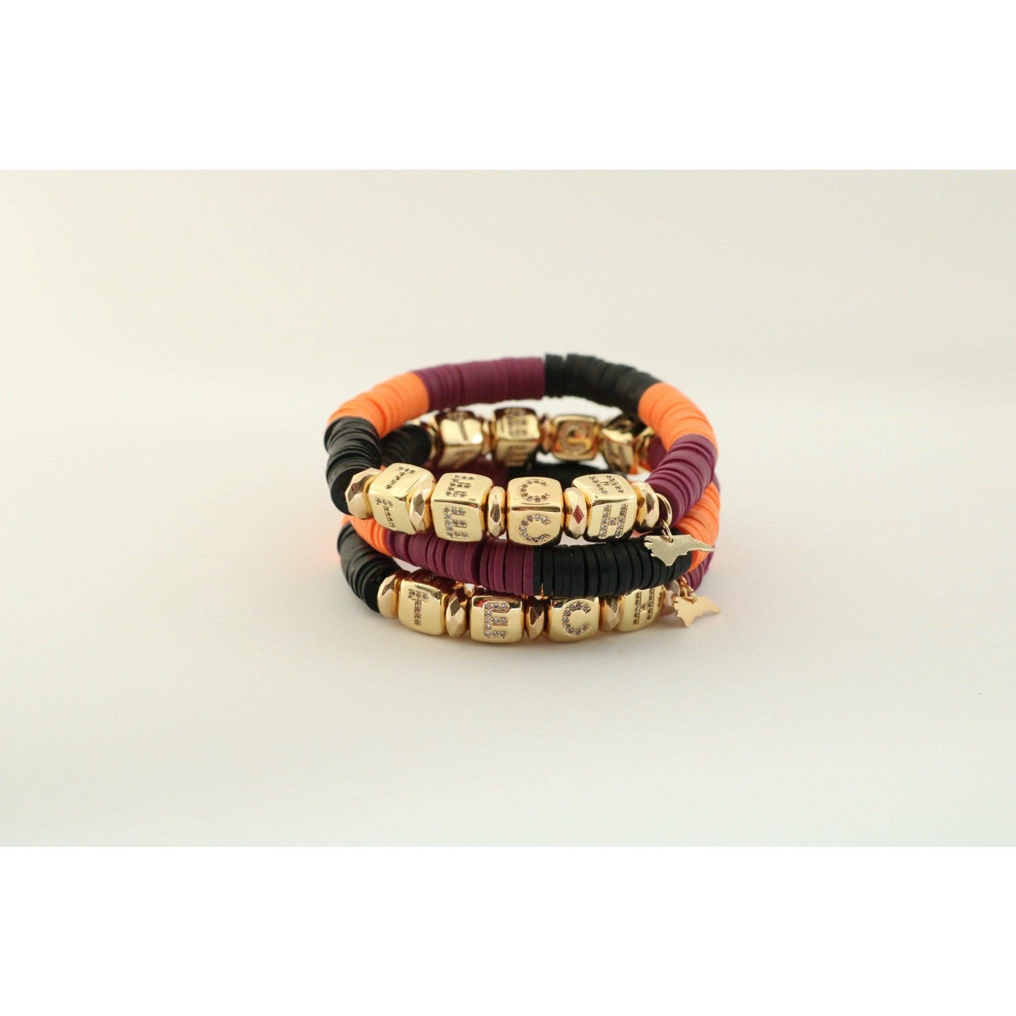 Taylor Reese - Wholesale Beaded Bracelet - Virginia Tech (TECH) Pave Polymer Clay Bracelet4