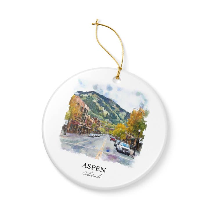 Premium Travel Art - Vendita all'ingrosso Decorazione - Ornamento Aspen Colorado: Souvenir Unico di Aspen CO, Decorazione Natalizia di Aspen Colorado e Regalo Autentico del Colorado3