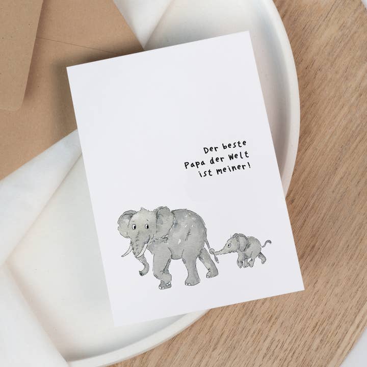 Father's Day Card - Best Dad | Watercolor Elephant Greeting Card for wholesale by Funkenbunt