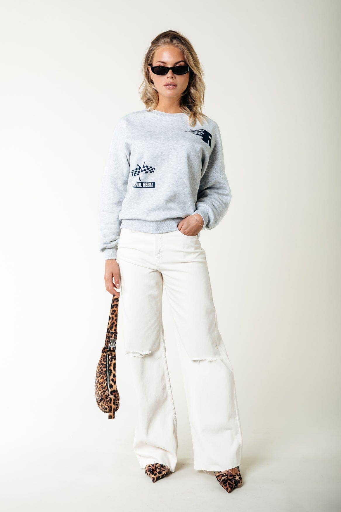 Racer Logo Sweat | Light grey for wholesale on Faire4