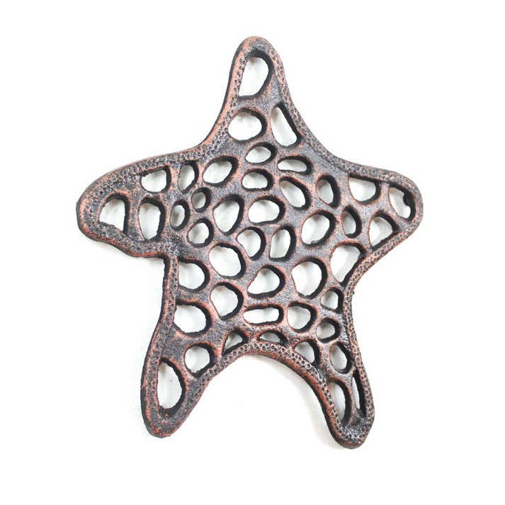 Rustic Copper Cast Iron Starfish Trivet 7" for wholesale by Hampton Ironworks