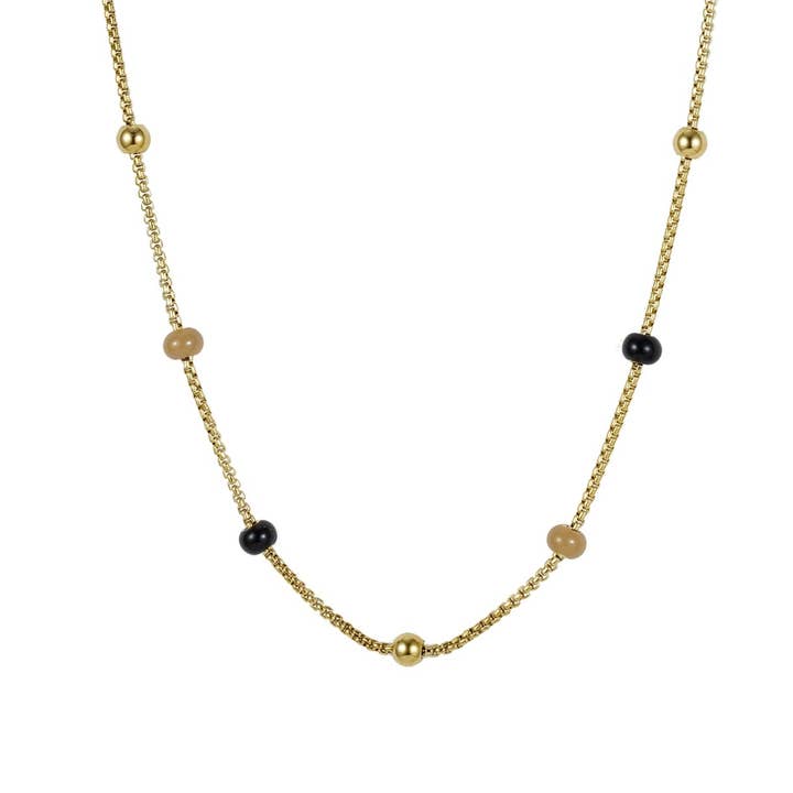 Globe Enamel Necklace Black/Gold for wholesale by Bud To Rose