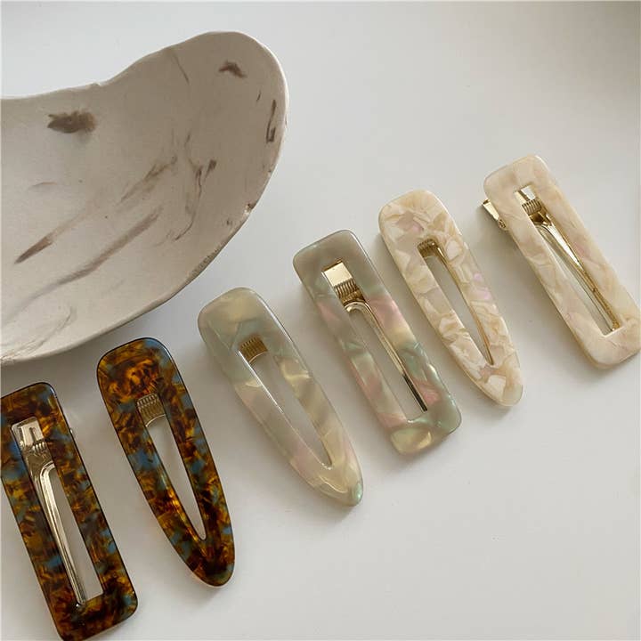 Gemma | Marbled Printed Barrette Hair Clip (Set of 2) for wholesale by Adorro