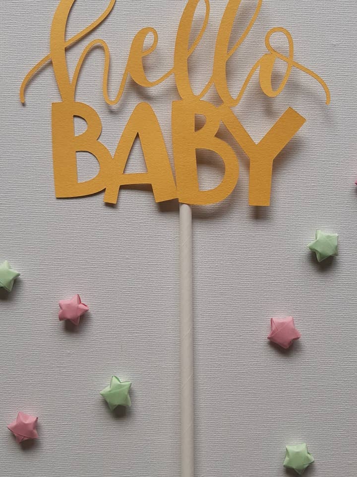 Olá baby cake topper amarelo por atacado de PaperKins
