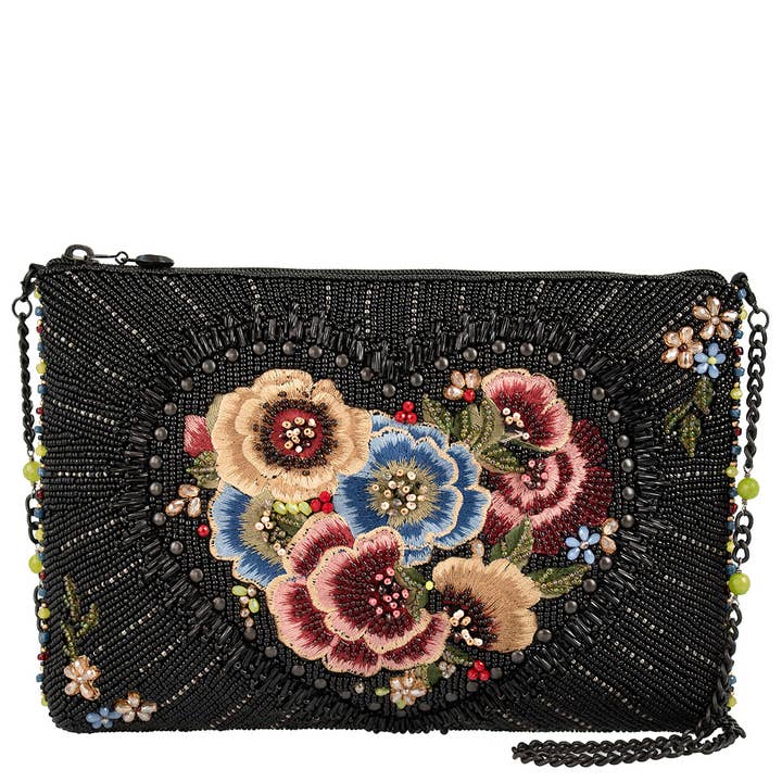 Bloemhart Geborduurde Bloemen Schoudertas voor wholesale door Mary Frances Accessories