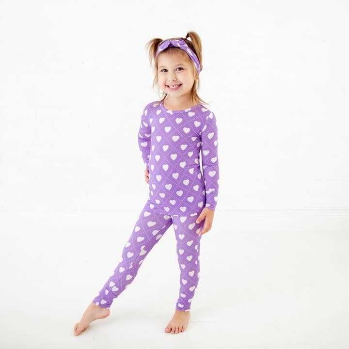 Ensemble de pyjama deux pièces Heart To Get - Violet pour la vente par Dreamiere