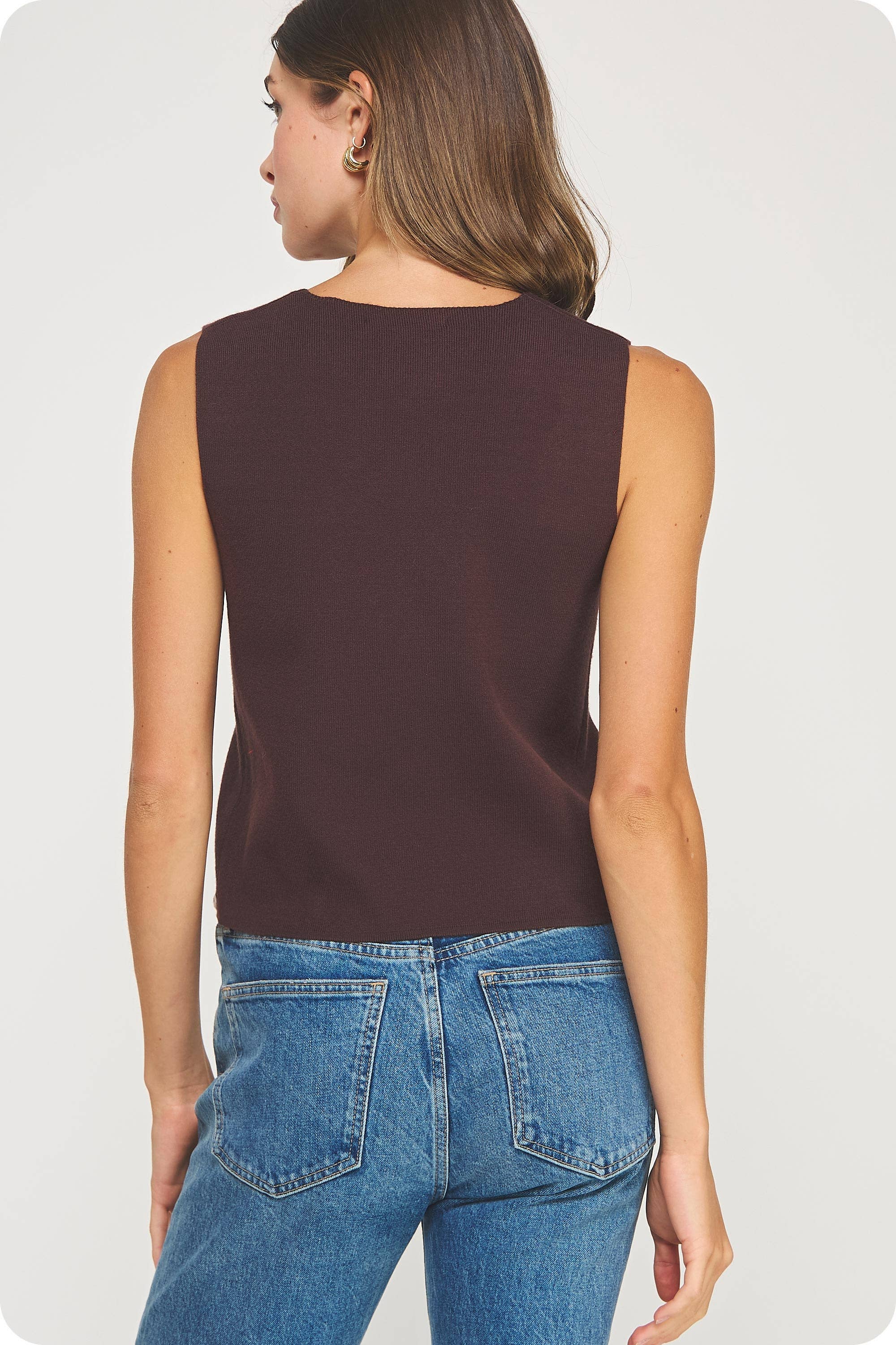 Strut & Bolt - Venta al por mayor Chaleco de abrigo - Mujer - Top sin mangas de punto con bordado floral18