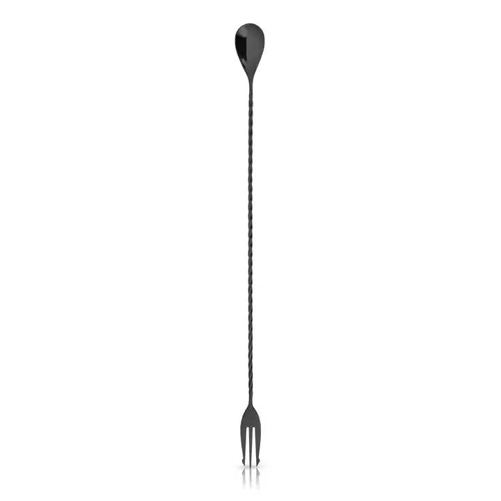 Warren™ Black Gunmetal-Plated Trident Barspoon for wholesale by True Brands