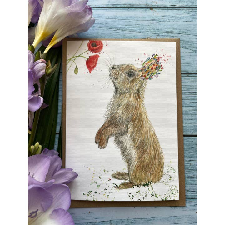 Öko-Karte „Rosetta The Rabbit“ | Blanko-Karte mit niedlichen, farbenfrohen Kunstwerken für den Großhandel von Jen Winnett Eco Artist