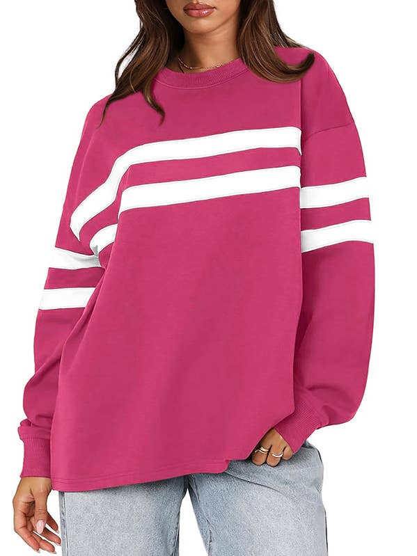 Oversized Crewneck Striped Sweatshirt for wholesale by HIDDENBRAND