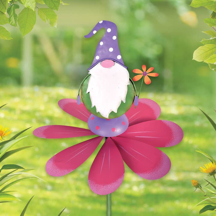 Sunset Vista Designs - Vendita all'ingrosso Gnomi da giardino - Spinner a forma di gnomo con cappello viola0